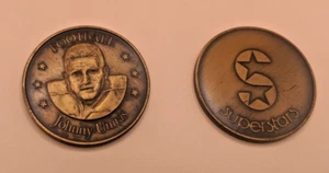Vintage Colts NFL Johnny Unitas Superstars Football Coins 1-1/2" diameter - Picture 1 of 4