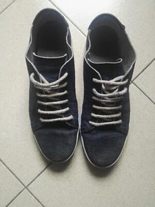 Scarpe Sneakers Pelle Blu Bianca - Foto 1 di 4