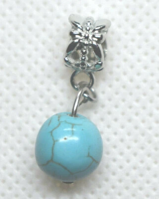 Türkis gemaserte Perle 10 mm Ketten Anhänger Kettenanhänger Gesamtgröße 24 mm * - Bild 1 von 2