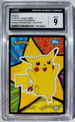 Pikachu Sticker - Topps The First Movie - Pokemon Sticker Card CGC 9 - Image 1 of 2