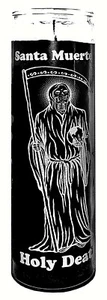 KERZE HEILIGER TOD SCHWARZ UNPARFÜMIERT - SANTA MUERTE NEGRO VELADORA 120 Stunden - Bild 1 von 1
