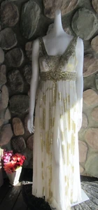 Vestido Largo Sue Wong Hermosamente Cuentas Talla 2 Forrado Seda Semi Formal Tan Bonito - Imagen 1 de 7