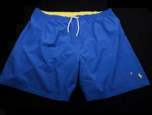 NEW POLO RALPH LAUREN SWIM SHORTS TRUNKS -2XLT 2XL BLUE YELLOW POCKET ALOHA PONY - Picture 1 of 9