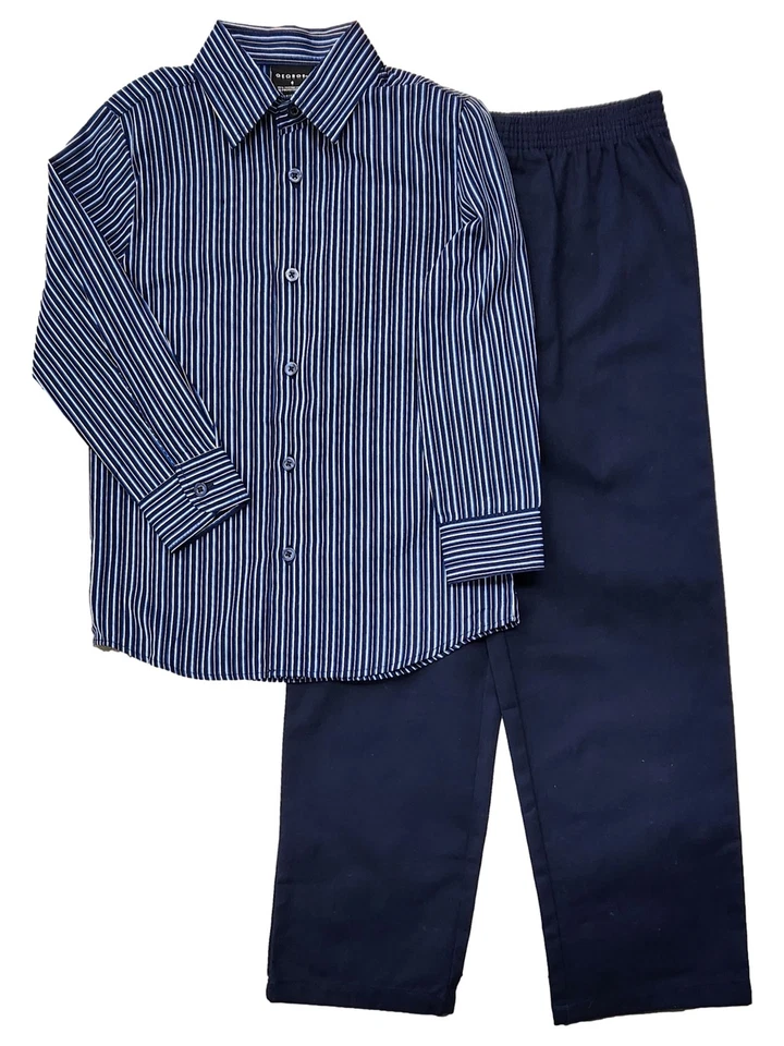 Boys 2 Piece Black & Blue Holiday Dress Shirt And Pants Set Size 6 - Image 1 of 2