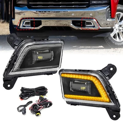 For 2019-2022 Chevy Silverado 1500 LED Fog Lights Bumper Lamp w/DRL Left Right - Image 1 of 4