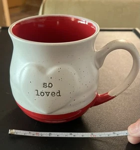 So Loved Red And Ivory Speckled Mug Belle Maison Love Theme Excellent Condition! - Picture 1 of 6