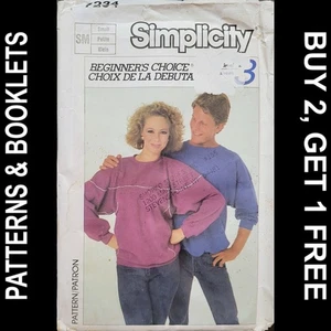 Maglione unisex vintage Simplicity per maglie elasticizzate modello #7234 taglia SM NON TAGLIATO - Foto 1 di 6