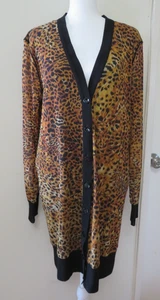 FUZZI JEAN PAUL GAULTIER ANIMAL PRINT V NECK LONG SWEATER, SZ L - Picture 1 of 6