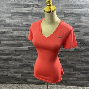 Camiseta deportiva Nike Dri-Fit cuello en V manga corta roja para mujer talla M - Imagen 1 de 10