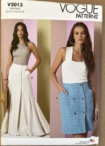 Vogue V2013 Misses 6-14 Or 16-24 Dbl Breasted Front Skirts Sewing Pattern Uncut - Picture 1 of 2