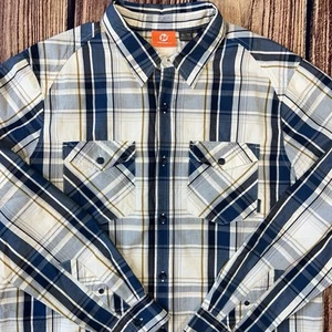 Merrell Men’s Shirt Lightweight Plaid Button Up Long Sleeve Blue Size X-Large XL - Picture 1 of 10