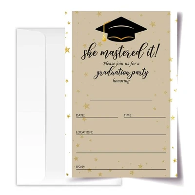 20 Class Of 2025 Graduation Party Invitation Cards with Envelopes 4x6" - Image 1 of 4