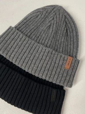 Paquete de 2 gorro de mezcla de lana unisex BULA Merino sombrero de invierno NEGRO/GRIS banda polar Foto 1 de 4