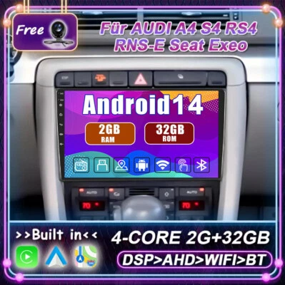 9" Android 14 Für AUDI A4 S4 RS4 RNS-E Seat Exeo Autoradio CarPlay GPS NAVI 32GB - Bild 1 von 4