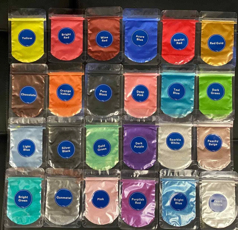 Colores - Polvo de mica para tinte de pigmento de color de resina epoxi (10 g cada uno) Foto 1 de 1