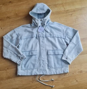 LADIES BNWT NEXT LIGHT WASH HOODED DENIM JACKET SIZE 14 - Picture 1 of 6