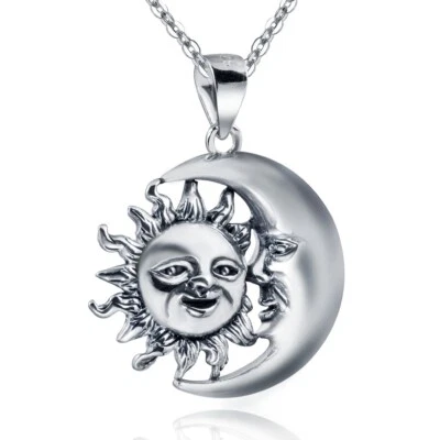 MATERIA 925 Sterling Silber Ketten Anhänger MOND UND SONNE antik mit Schmuckbox - Bild 1 von 2