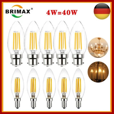 E14 LED 4W 6W kerzenbirnen Dimmbar Leuchtmittel Glühbirne Kerze Lampe Warmweiß - Bild 1 von 4