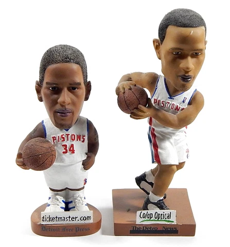 Lot of (2) Detroit Pistons SGA Bobbleheads Tayshaun Prince & Corliss Williamson Cover