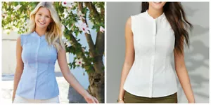 Bravissimo PT634 Ruffle Trim Shirt in White or Blue Stripe Colour (114) - Picture 1 of 7