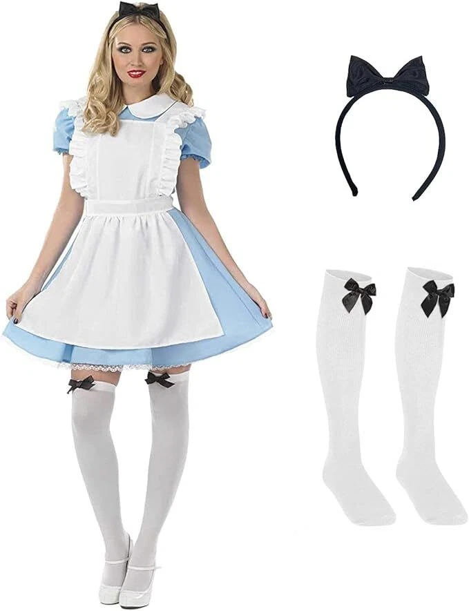 Alice Im Wunderland Kostüm – Queen Of Hearts Verkleidung Für Damen & Mädchen, Inkl. Kleid, Schürze & Krone