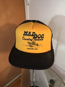 Vintage 1980s Trucker Hat snapback Mad Dog Tavern Graphic mesh NOS Oregon - Picture 1 of 10