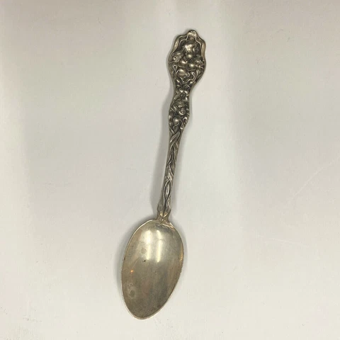 Unger Brothers Sterling Silver Teaspoon Figural Floral Cupids Art Nouveau 1877 Cover