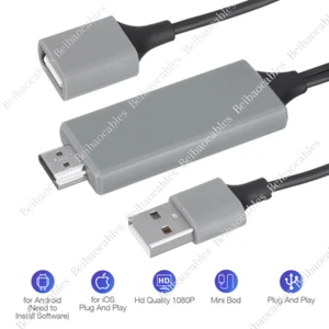 1080P HDMI Mirroring Cable Phone to TV HDTV Adapter Cord for iPhone iPad Android - Picture 1 of 9