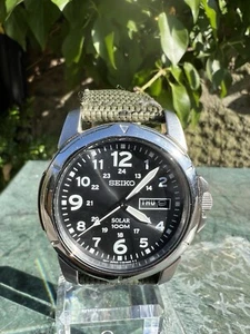 SEIKO SOLAR WATCH Seiko Solar Men's Black Face Watch - SNE095P2 - Picture 1 of 18
