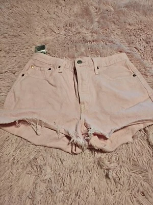 Pantalones cortos Levis Rosa Denim Jean 501 Corte Botón Mosca tiro alto para mujer talla W28 Foto 1 de 4