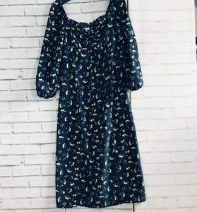 Vestido Topshop Azul Floral Midi Leche Mucama Talla 10 - Imagen 1 de 4