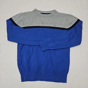 Tommy Hilfiger Knit Sweater Youth  Long Sleeve Outdoors Boys Blue Gray Sz M - Picture 1 of 10