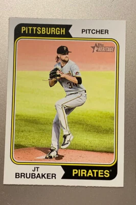 2023 Topps Heritage Short Print #454 JT BRUBAKER PITTSBURGH PIRATES High # SP - Image 1 of 2