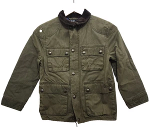 Polo Ralph Lauren Boys Campbell Jacket Green Waxed Twill Utility Size S (8) Snap - Picture 1 of 20
