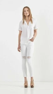 JEANS SKINNY STILETTO SUPER VITA ALTA NUOVI CON ETICHETTE CURRENT ELLIOTT SALTY DISTRUCT TAGLIA 25 - Foto 1 di 3