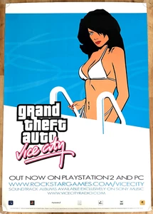 Póster promocional Grand Theft Auto GTA Vice City (2002) RARO PS2 69 cm x 98,5 cm - Imagen 1 de 1