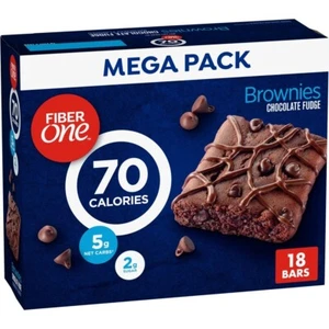 Fiber One 70 Calorie Brownies, Chocolate Fudge, Snack Bars, 18 Bars, 16 oz - Picture 1 of 8