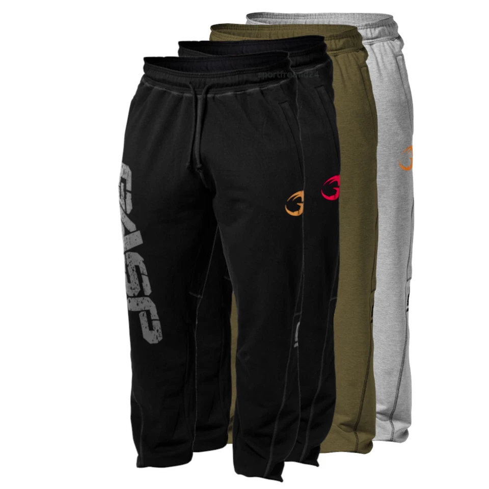 Pantaloni della tuta GASP vintage pantaloni da allenamento neri grigi bodybuilding palestra abbigliamento fitness - Immagine 1 di 1