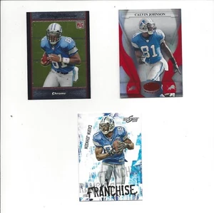 CALVIN JOHNSON 2007 BOWMAN CHROME RC #BC75 + 2008 LEAF CERTIFIED RED (44/100)!!! - Picture 1 of 2