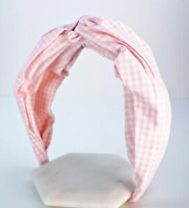 J Crew Headband Knot Hairband Gingham Pattern Print Pink Cotton Womens Gifts