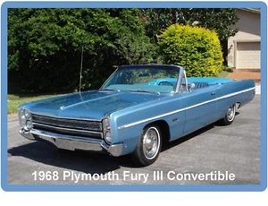 1968 Plymouth Fury III Convertible  Auto Car Refrigerator / Tool Box  Magnet - Picture 1 of 1