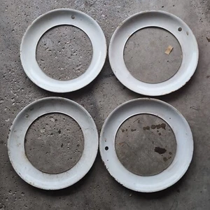 Set Of 4 Whitewall Metal Trim 15 Inch White Patina DeSoto Chrysler - Picture 1 of 11