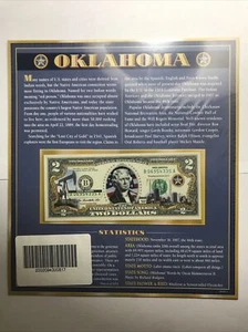 COLORIZED $2 NOTE SET VERMONT and OKLAHOMA GENUINE LEGAL TENDER - Picture 1 of 8