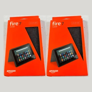 2 Stück Amazon Fire 7 Tablet-Hülle Schutzhülle für Gerät der 9. Generation Anthrazit Schwarz Slim Fit - Bild 1 von 5