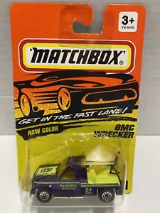 1996 Matchbox #21 Purple GMC Wrecker Parkhill Towing Hood Variation NOC 1:72 - Picture 1 of 6