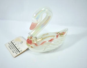 Statuina Cigno Iridescente Vetro Artistico Fenton 20° Anniversario - Dipinta a Mano - FIRMATA - Foto 1 di 10