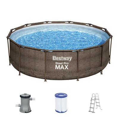 Bestway Swimming Pool ?366x100 Steel Pro MAX Rattan Pool Rund Schwimmbecken - Bild 1 von 4
