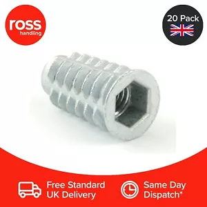 Pack de 20 - M8 x 25mm - Inserto roscado para madera - Con brida - Fijación de accionamiento hexagonal - Imagen 1 de 2