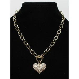 Nuevo Collar Colgante Corazón Hip Hop Oro Ostentoso Estrás #N2759G - Imagen 1 de 2