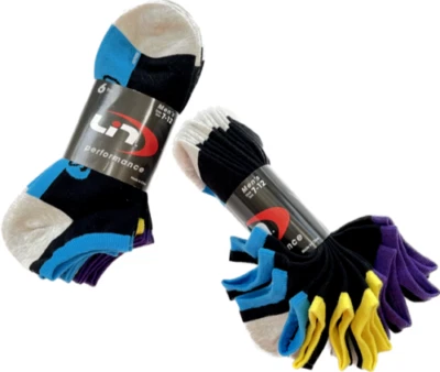 Lin Bike Cycling Bicycle Sock Men 6 Pair shoe 7-12 Performance Sport No show New - Image 1 of 3